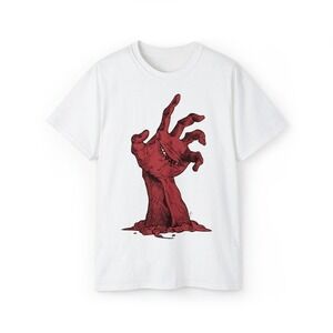 T-shirt Esthetische Oversize Crimson Handafdruk